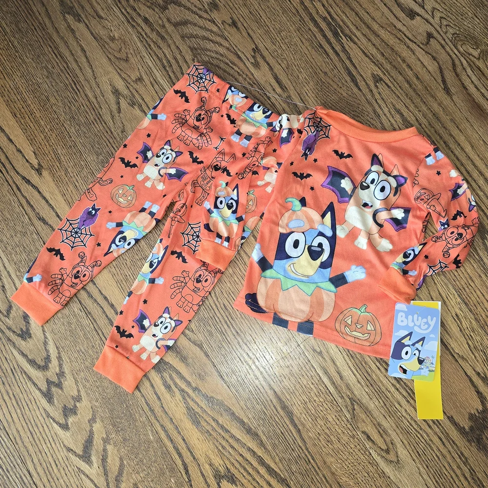 Bluey Kids Halloween Pajama Set - Orange 2T NWT